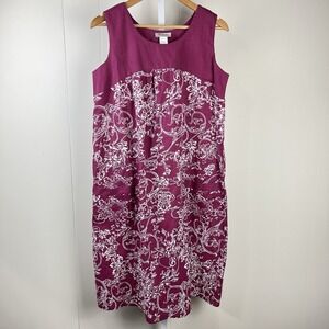 CW Classics House Dress Womens Small Fuchsia Floral Sleeveless Cotton Blend‎